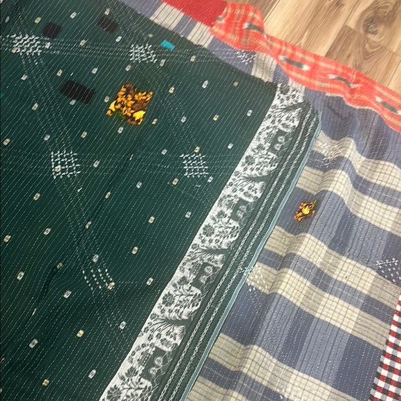 Vintage KANTHA Floral Patchwork crazy Quilt - REVERSIBLE LARGE XL - Picture 8 of 10